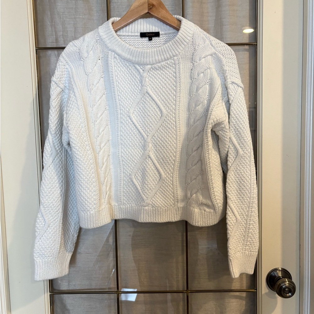 Quince Ivory Cable Knit Sweater